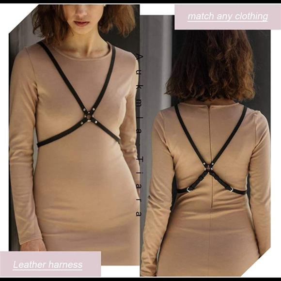 Bodiy Punk Body Harness Black Gothic Leather Waist Chest Strap Belt
